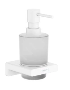 Hansgrohe AddStoris - Dispenser Di Sapone Liquido Con Supporto, Vetro Opaco/bianco Opaco 41745700
