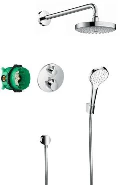 Hansgrohe Croma Select S - Set Doccia 180 Con Termostato Ecostat S, 2 Getti, Cromato 27295000