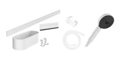 Hansgrohe WallStoris - Set Doccetta 105, 3 Getti E Accessori Per Bagno, Bianco Opaco 24291700