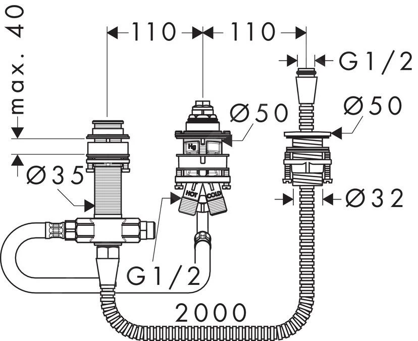 Hansgrohe Corpi Incasso - Corpo Incasso Per Montaggio Bordovasca A 3 Fori 13439180 2 Hansgrohe Corpi Incasso - Corpo Incasso Per Montaggio Bordovasca A 3 Fori 13439180 - immagine 2