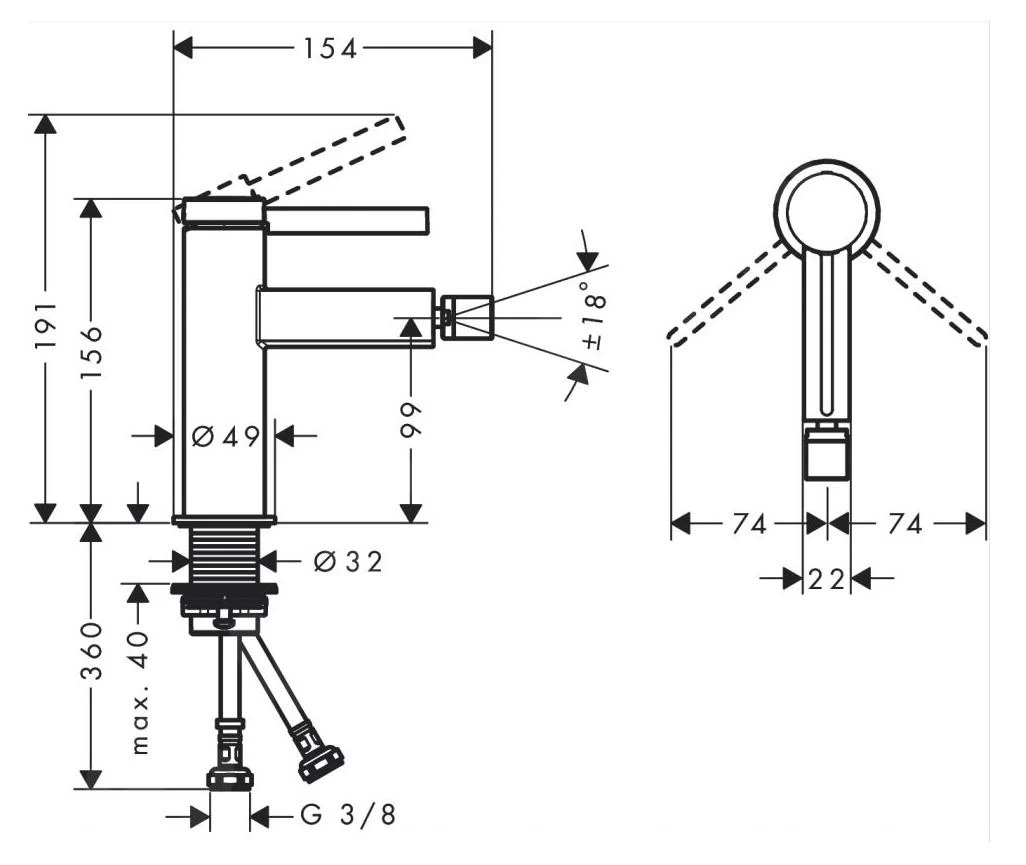 Hansgrohe Finoris - Miscelatore Per Bidet, Con Sistema Di Scarico Push-Open, Bianco Opaco 76200700 2 Hansgrohe Finoris - Miscelatore Per Bidet, Con Sistema Di Scarico Push-Open, Bianco Opaco 76200700 - immagine 2