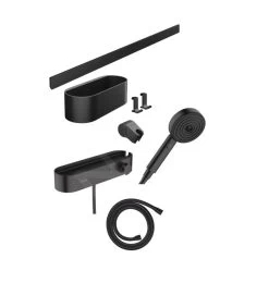 Hansgrohe WallStoris - Set Doccetta 105, 3 Getti, Termostatico E Accessori Per Bagno, Nero Opaco 24250670