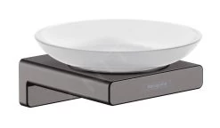 Hansgrohe AddStoris - Portasaponetta Con Supporto, Vetro Opaco/cromo Nero Spazzolato 41746340