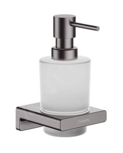 Hansgrohe AddStoris - Dispenser Di Sapone Liquido Con Supporto, Vetro Opaco/cromo Nero Spazzolato 41745340