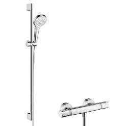 Hansgrohe Croma Select S - Set Doccia Con Termostato Ecostat, 2 Getti, Cromo 27833400