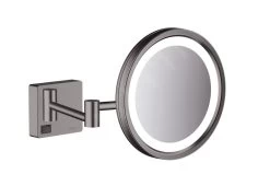 Hansgrohe AddStoris - Specchietto Cosmetico A Parete Con Illuminazione LED, Cromo Nero Spazzolato 41790340